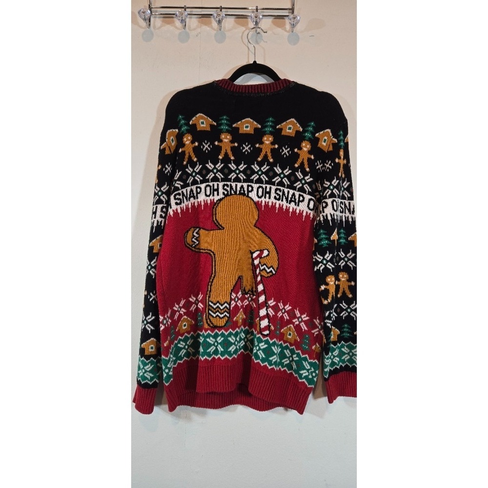 Ugly Christmas Sweater Oh Snap Gingerbread Man Size XL - Picture 2 of 11